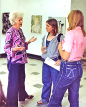 Helen Stockton in conversation with other NYFAI students